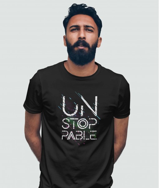 Мъжка тениска с щампа Текст и надписи UNSTOPABLE